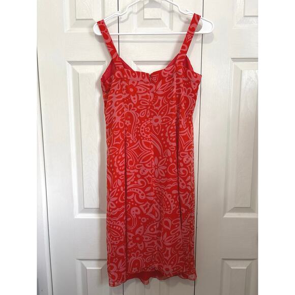 Anna Sui for Anthropologie Red Patterned 100% Silk Sleeveless Dress Size 4 - Picture 4 of 8